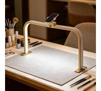 Foldable Half Moon Nail Desk Lamp, Arch Nail Light w/Diamond & Phone Stand, Stepless Brightness, 48W Manicure Table Lamp for Nail Tech Salon Manicurist (73.5 * 39CM)(Gold,6PCS)