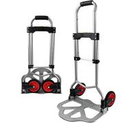 Foldable Hand Sack Truck 70kg Capacity Heavy Duty Trolley Cart with Adjustable Handle Compact Folding Luggage Cart for Boxes Groceries Moving (SILVER)