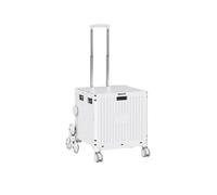 Foldable Hand Truck Dolly with Stair Climbing Wheels Portable Utility Cart Telescoping Handle Rolling Crate for Grocery Office & Book Transport (White)