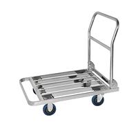 Foldable Hand Truck Heavy Duty Stainless Steel Push Cart Flatbed Trolley with Hollow Platform for Luggage Moving Transport Size 50x70 cm - Durable & Portable