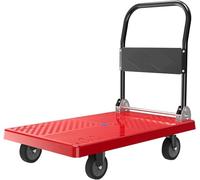 Foldable Hand Truck Multi-Size Plastic Platform Cart 4-Wheel Flatbed Trolley for Luggage & Parcel Moving Heavy-Duty Transport Platform Truck (Small-n)