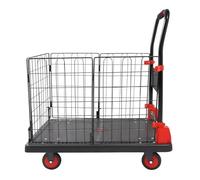 Foldable Hand Truck with Heavy-Duty 200kg Capacity, Removable Mesh Cage, and 4 TPR Wheels for Warehouse, Home Moving, and Industrial Transport