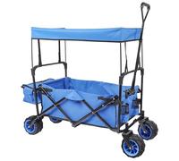 Foldable Handcart with Canopy, Big Loading Space & Compartments for Off-Road Use
