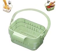 Foldable Hanging Kitchen Sink Drain Basket, 2-in-1 Collapsible Faucet Hanging Over the Sink Colander, Heavy Duty No-Drill Strainer Basket & Food Catch Filter for Scraps, Sponge & Vegetable (Green)