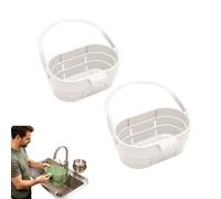 Foldable Hanging Sink Drain Basket, Stretchable Design, Multi-use for Kitchen, Folds Flat, Quick draining (White-2 Pack)