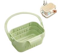 Foldable Hanging Sink Drain Basket, Upgraded Kitchen Strainer Colander, No-Drill Space Saving Food Catcher and Faucet Storage Rack for Kitchen Sink Daily Use (Green)