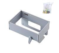 Foldable Hanging Trash Bag Holder, No Drill Adhesive/Wall Mounted Garbage Rack, Space Saving Collapsible Waste Bin for Kitchen Cabinets Doors Cupboards (Grey)