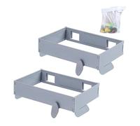 Foldable Hanging Trash Bag Holder, No Drill Adhesive/Wall Mounted Garbage Rack, Space Saving Collapsible Waste Bin for Kitchen Cabinets Doors Cupboards (Grey-2pcs)