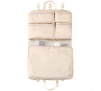 Foldable Hanging Travel Storage Bag with 7 Compartments for Clothes, Oxford Cloth Organizer with Transparent Mesh Pockets and Compact Foldable Design for Easy(Beige)