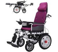 Foldable Heavy Duty Electric Wheelchair for Adult, with Headrest Adjustable Backrest and Pedal, 360° Joystick, Electric Power Or Manual Manipulation