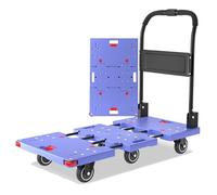 Foldable Heavy-Duty Platform Cart Retractable Utility Trolley with 6 Quiet Wheels for Warehouse Home Office Use (Purple)
