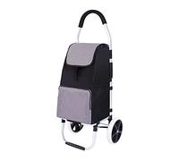 Foldable Heavy-Duty Shopping Trolley Cart with Rubber Tri-Wheels Large Capacity Grocery Bag Easy Stair Climbing Portable Utility Cart (Black)