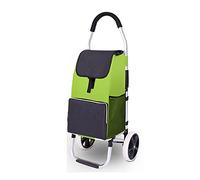 Foldable Heavy Duty Shopping Trolley with Rubber Tri-Wheels Large Capacity Grocery Cart for Easy Stair Climbing Portable Utility Carts (Green)