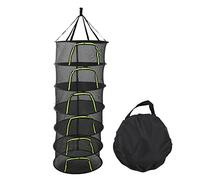 Foldable Herb Drying Rack, Multilayer Hanging Mesh Drying Rack with Zipper Opening, Collapsible Plant Flower Drying Hanger with Green Zipper Storage Bag(6 Layers)