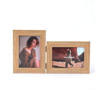 Foldable Hinged Double Photo Frame 6 Inch Wooden Picture Frames with Dual Hinge System for Vertical Horizontal Photos Wall Hanging(A)