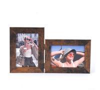 Foldable Hinged Double Photo Frame 6 Inch Wooden Picture Frames with Dual Hinge System for Vertical Horizontal Photos Wall Hanging(D)