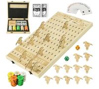 Foldable Horse Race Board Game, Family Dice Game with Solid Wood Board, 12 Horses, 2 Pokers, 100 Chips, Fair Horse Racing Game, Easy Storage, Parties, Family Nights, Gifts, Edyfico GSM201