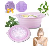 Foldable Ice Bowl for Face, Silicone Bowl and Brush for Face Ice Bath, Portable Facebowl with Built-in Icetray, Quick Cooling for Puffiness Relief, Soothe Skin, Wash Basin for Home Use and Travel
