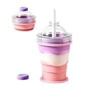 Foldable Ice Sphere Maker Bottle with Straw for Cold Drinks
