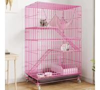 Foldable Indoor Cat Enclosure, 3 Tier Metal Wire Pet Cage with Pull-out Tray for Cats, Squirrels, Rabbits, and Small Animals