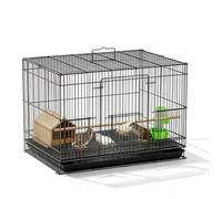 Foldable Indoor Chicken Coop for Quail & Small Poultry with Removable Tray | 1CM & 2CM Mesh, Foldable Indoor Design, Pull-Out Tray, Lockable Door & Feeder, For Small Poultry(Black,40x27x29cm - 1CM Mesh)