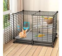 Foldable Indoor Metal Animal Cage with Wire Extension and Pull-Out Tray for High-Capacity Pet Housing