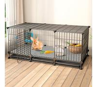 Foldable Indoor Metal Pet Cage with Wire Extension and Pull-Out Tray for High-Capacity Small Animal Housing