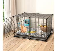 Foldable Indoor Pet Cage with Wire Extension and Pull-Out Tray for High-Capacity Housing