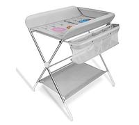 Foldable Infant Changing Table with Storage & Height Adjustable Function - Portable Blue Baby Changing Unit with Wheels for Travel - Newborn Friendly