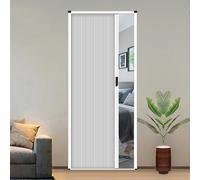 Foldable Interior Door No Drill Design White Bedroom Door 195x200 cm Aluminum Frame with Honeycomb Core Sliding Folding Door for Bedroom Bathroom Kitchen Office
