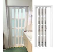 Foldable Interior Doors for Privacy in Bathroom & Living Room, PVC Acrylic Panel Sliding Doors, Customizable French Doors for Laundry Room, Space Divider (58x80in)