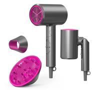 Foldable Ionic Hair Dryer 1800W Professional Blow Dryer with 2 Speed 3 Heat, Cool Shot, Diffuser & Concentrator, Travel Hairdryer for Women & Men - Light Gray