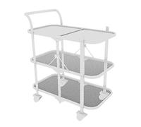Foldable Iron Rolling Kitchen - 3-Tier Tea Trolley with Lockable Casters, Versatile Storage for Books & More, 64x35x90cm (White) - Perfect for Home & Events