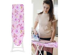 Foldable Ironing Board with Heat Resistant Cover, Adjustable Height, Compact Iron Rest, and Sturdy Metal Frame for Easy Storage