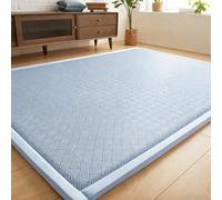 Foldable Japanese Floor Mattress with Cushioned Foam Core & Non-Slip Bottom, Portable Picnic Camping Mat & Home Area Rug,Indoor Outdoor Cooling Mat(Blue,100 * 200cm)