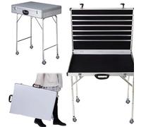 Foldable Jewelry Cart with Wheels & Handles - Portable Sales Stand for Earrings & Necklaces - 70x50cm Craft Table for Street Markets & Artisan Fairs