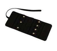 Foldable Jewelry Case Roll Travel Organizer Portable For Journey Earrings Rings Diamond Necklaces Brooches Storage Bag For Rings Necklace Earrings Bracelets(Black)