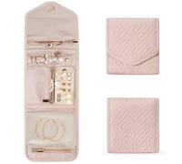 Foldable Jewelry Storage Bag Large and Small Travel Jewelry Travel Box,Suitable for Daily Storage of Rings,Necklaces,Bracelets and Earrings,Pink,Small