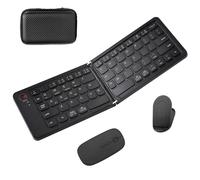 Foldable Keyboard and Mouse, Folding Keyboard Mouse Combo with Travel Case,Bluetooth Portable Mouse Keyboard for iPads Laptop Tablets-Black