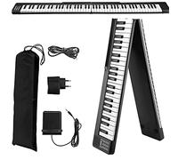 Foldable Keyboard Piano,Portable 88 Keys Full-size Digital Piano with Bluetooth and 1750mAh Battery Support App Intelligent Unction USB/MIDI Controller, for Beginner/Kids/Adult (black)