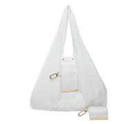 Foldable Keychain Tote Bag with Premium Leather Pouch Expandable Reusable Grocery Shopping Bag Large Capacity Lightweight Portable Handbag for Travel Daily Use