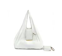 Foldable Keychain Tote Bag with Premium Leather Pouch Expandable Reusable Grocery Shopping Bag Large Capacity Lightweight Portable Handbag for Travel Daily Use