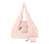 Foldable Keychain Tote Bag with Premium Leather Pouch Expandable Reusable Grocery Shopping Bag Large Capacity Lightweight Portable Handbag for Travel Daily Use