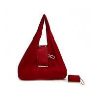 Foldable Keychain Tote Bag with Premium Leather Pouch Expandable Reusable Grocery Shopping Bag Large Capacity Lightweight Portable Handbag for Travel Daily Use