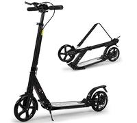 Foldable Kick Scooter for Kids Ages 8-12, 200mm Big Wheels Scooter for Adults with Disc Brakes, Adult Scooters with Carry Strap and Height Adjustable for Teenagers 11-15 (Black)