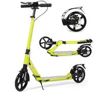 Foldable Kick Scooter for Kids Ages 8-12, 200mm Big Wheels Scooter for Adults with Disc Brakes, Adult Scooters with Carry Strap and Height Adjustable for Teenagers 11-15 (Yellow)