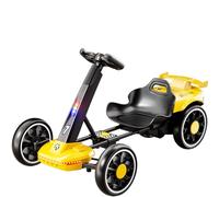Foldable Kids Electric Drift Kart, 12V Battery Powered Cars for Kids W/Remote Control, Pedal Go-Karts with Music/Lights, Ride On Toy for Indoor Outdoor Boys Girls,Yellow