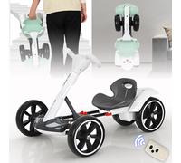 Foldable Kids Ride On Car with Adjustable Seat, Music & Lights, Drift Go Cart, Anti-Collision Design, Remote Control, 5 Mph Speed, Pedal Go-Kart