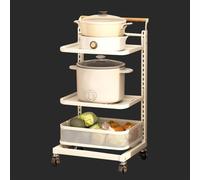 Foldable Kitchen Cart on Wheels Lightweight Rolling Storage Rack 3 Shelves & 1 Basket Vegetable nizer White Mobile Kitchen Trolley for Easy nization