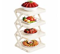 Foldable Kitchen Counter Rack Space-Saving Shelf | Heat-resistant Material, 10cm Tier Gap, 6.5cm Folded Thickness, Fits Drawers(White,20x25x39cm)